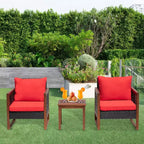BestMassage Patio Furniture Set 3-Piece Outdoor Wicker Conversation Bistro Set