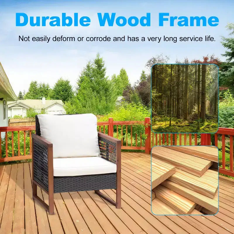 BestMassage Patio Furniture Set 3-Piece Outdoor Wicker Conversation Bistro Set