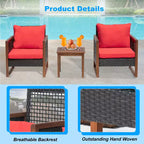 BestMassage Patio Furniture Set 3-Piece Outdoor Wicker Conversation Bistro Set