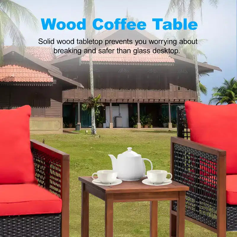 BestMassage Patio Furniture Set 3-Piece Outdoor Wicker Conversation Bistro Set