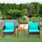 BestMassage Patio Furniture Set 3-Piece Outdoor Wicker Conversation Bistro Set