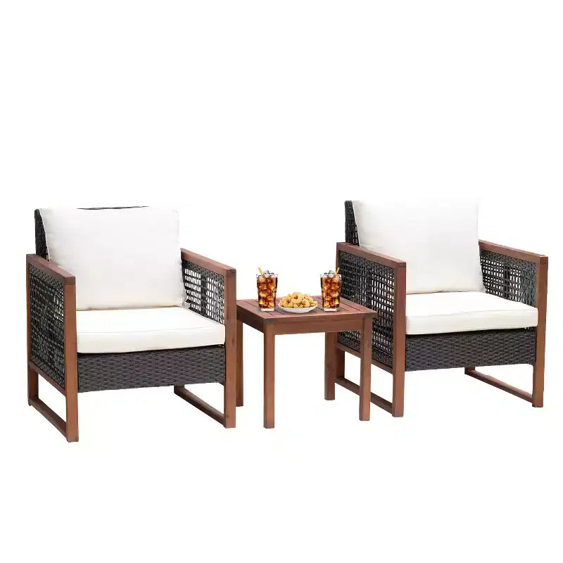 BestMassage Patio Furniture Set 3-Piece Outdoor Wicker Conversation Bistro Set
