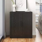 PexFix 36x31x16 Wood Accent Cabinet with Adjustable Shelves in Black
