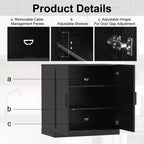 PexFix 36x31x16 Wood Accent Cabinet with Adjustable Shelves in Black