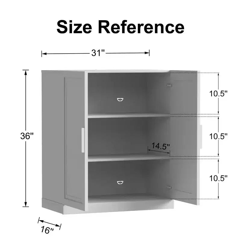 PexFix 36x31x16 Wood Accent Cabinet with Adjustable Shelves in Black