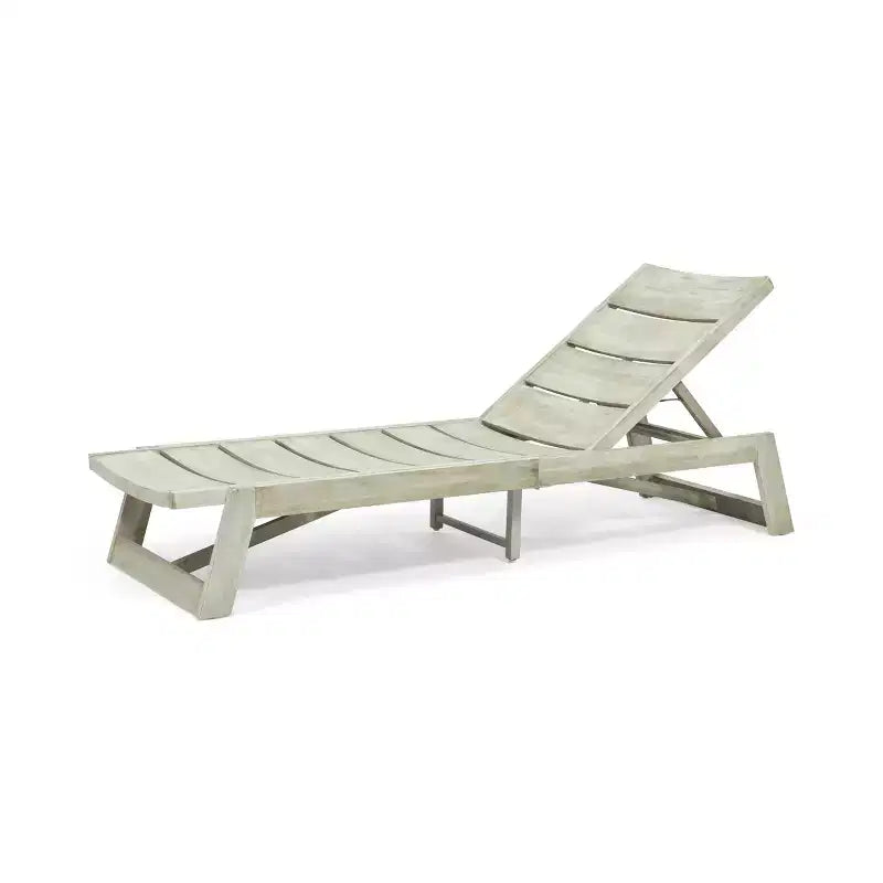Okak 1PC/2PCS Acacia Wood Adjustable Chaise Lounge,Modern Outdoor Lounger with Slatted Design for Poolside,Backyard,Garden