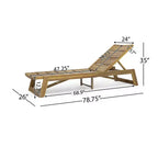 Okak 1PC/2PCS Acacia Wood Adjustable Chaise Lounge,Modern Outdoor Lounger with Slatted Design for Poolside,Backyard,Garden
