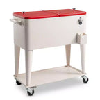 Karl Home 80 QT Red Milky Patio Cooler Cart