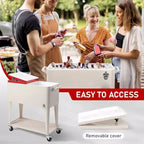 Karl Home 80 QT Red Milky Patio Cooler Cart