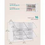 4-Tier Adjustable Shoe Rack Organizer, Space-Saving Storage Cabinet Holds 16 Pairs, White