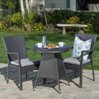Christopher Knight Home Georgina Outdoor Wicker 3 Piece Bistro Set with Cushion