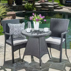 Christopher Knight Home Georgina Outdoor Wicker 3 Piece Bistro Set with Cushion