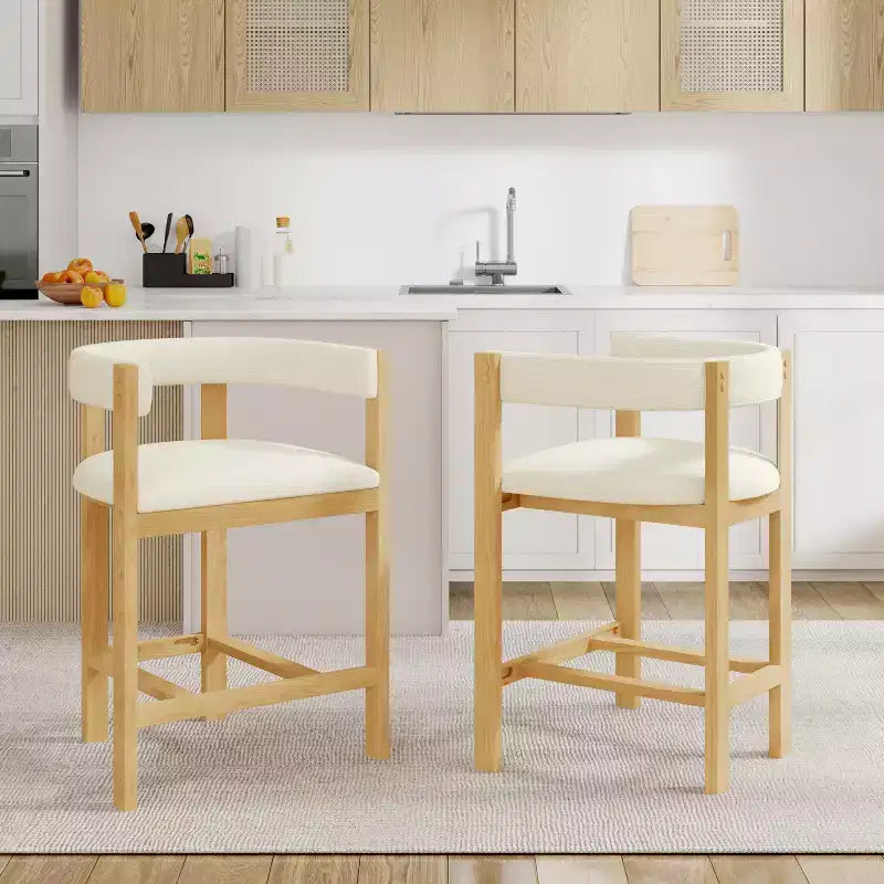 Christopher Knight Home Callista Rubberwood Upholstered Counter Stool With Open Back (Set of 2)