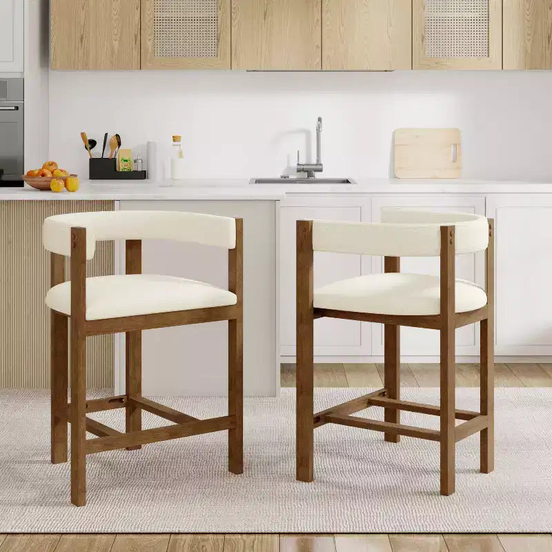 Christopher Knight Home Callista Rubberwood Upholstered Counter Stool With Open Back (Set of 2)
