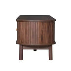 Modern 75 TV Stand with Rattan Drawer & Sliding Doors, Stylish Media Console Wood Entertainment Center with 2 Storage Cabinets, Dark Brown - HABITRIO