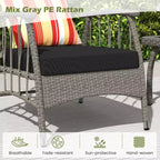 Costway 3 PCS Patio PE Wicker Furniture Set with 5-Level Adjustable Backrest Bistro Set