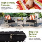 Costway 3 PCS Patio PE Wicker Furniture Set with 5-Level Adjustable Backrest Bistro Set
