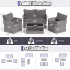 Costway 4 PCS Patio Furniture Set with 2 Rattan Chairs Loveseat Coffee Table Cushions Gray