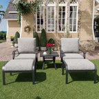 EROMMY Outdoor Swivel Rocker Patio Chairs With Ottomans And Coffee Table 5 Pcs Bistro Set