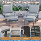EROMMY Outdoor Swivel Rocker Patio Chairs With Ottomans And Coffee Table 5 Pcs Bistro Set