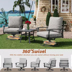 EROMMY Outdoor Swivel Rocker Patio Chairs With Ottomans And Coffee Table 5 Pcs Bistro Set