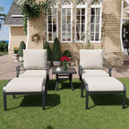 EROMMY Outdoor Swivel Rocker Patio Chairs With Ottomans And Coffee Table 5 Pcs Bistro Set