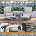 EROMMY Outdoor Swivel Rocker Patio Chairs With Ottomans And Coffee Table 5 Pcs Bistro Set