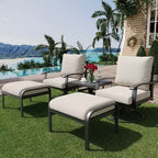 EROMMY Outdoor Swivel Rocker Patio Chairs With Ottomans And Coffee Table 5 Pcs Bistro Set