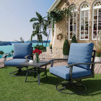 EROMMY Outdoor Swivel Rocker Patio Chairs With Coffee Table 3 Pcs Bistro Set