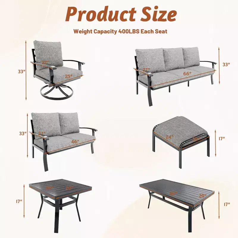 EROMMY Outdoor Swivel Rocker Patio Chairs With Coffee Table 3 Pcs Bistro Set