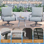 EROMMY Outdoor Swivel Rocker Patio Chairs With Coffee Table 3 Pcs Bistro Set