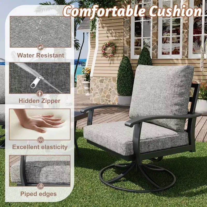 EROMMY Outdoor Swivel Rocker Patio Chairs With Coffee Table 3 Pcs Bistro Set