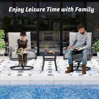 EROMMY Outdoor Swivel Rocker Patio Chairs With Coffee Table 3 Pcs Bistro Set