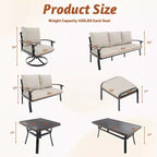 EROMMY Outdoor Swivel Rocker Patio Chairs With Coffee Table 3 Pcs Bistro Set