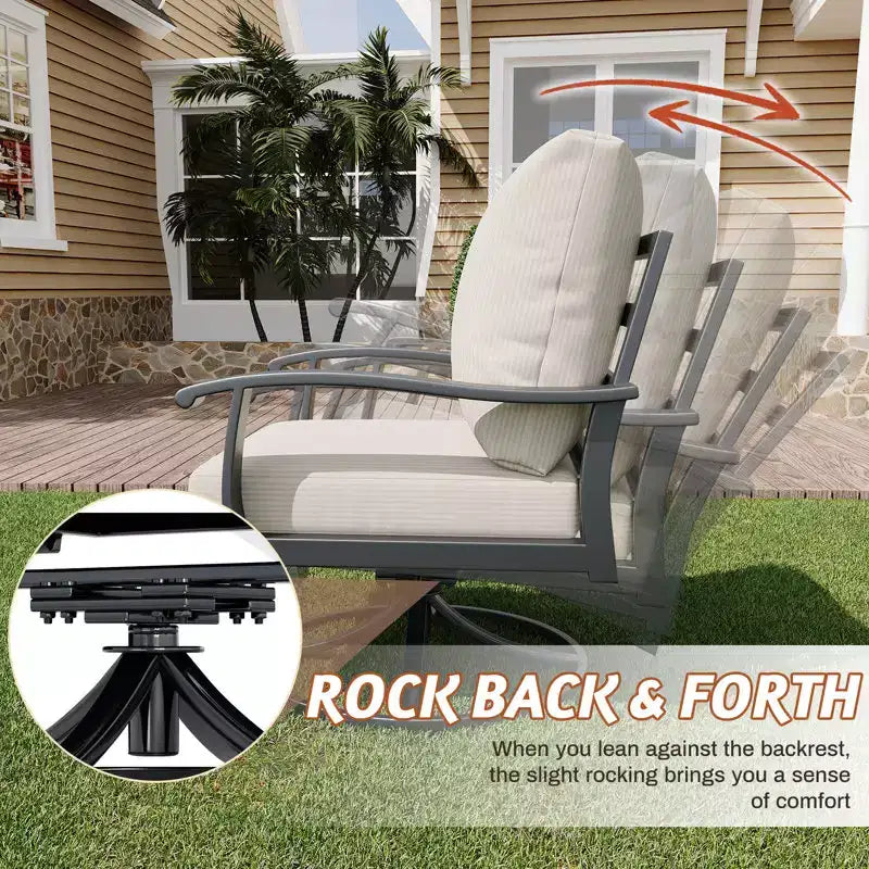 EROMMY Outdoor Swivel Rocker Patio Chairs With Coffee Table 3 Pcs Bistro Set