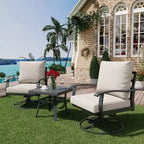 EROMMY Outdoor Swivel Rocker Patio Chairs With Coffee Table 3 Pcs Bistro Set