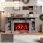 AMERLIFE Farmhouse Heavy Fireplace TV Stand with 33 Electric Fireplace, for 80 TVs up
