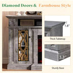 AMERLIFE Farmhouse Heavy Fireplace TV Stand with 33 Electric Fireplace, for 80 TVs up
