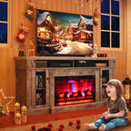 AMERLIFE Farmhouse Heavy Fireplace TV Stand with 33 Electric Fireplace, for 80 TVs up
