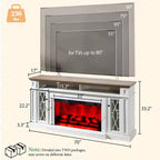 AMERLIFE Farmhouse Heavy Fireplace TV Stand with 33 Electric Fireplace, for 80 TVs up