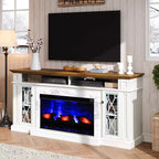 AMERLIFE Farmhouse Heavy Fireplace TV Stand with 33 Electric Fireplace, for 80 TVs up