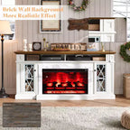 AMERLIFE Farmhouse Heavy Fireplace TV Stand with 33 Electric Fireplace, for 80 TVs up