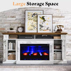 AMERLIFE Farmhouse Heavy Fireplace TV Stand with 33 Electric Fireplace, for 80 TVs up
