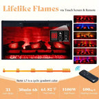 AMERLIFE Farmhouse Heavy Fireplace TV Stand with 33 Electric Fireplace, for 80 TVs up