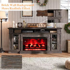 AMERLIFE Farmhouse Heavy Fireplace TV Stand with 33 Electric Fireplace, for 80 TVs up
