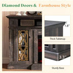 AMERLIFE Farmhouse Heavy Fireplace TV Stand with 33 Electric Fireplace, for 80 TVs up