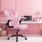 Bestier Gaming Chair, PU Leather Computer Swivel Chair with Lumbar Support, Adjustable Backrest and Flip-up Armrest for Home Office Desk Chair