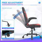 Bestier Gaming Chair, PU Leather Computer Swivel Chair with Lumbar Support, Adjustable Backrest and Flip-up Armrest for Home Office Desk Chair