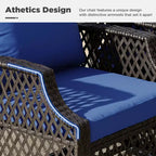 EROMMY 3 Piece Outdoor Swivel Chair Set, Wicker Patio Bistro Set With Thickened 25D Cushions And Glass Coffee Table