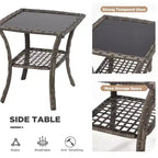 EROMMY 3 Piece Outdoor Swivel Chair Set, Wicker Patio Bistro Set With Thickened 25D Cushions And Glass Coffee Table
